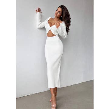 Elegance Twist Knit Midi Dress